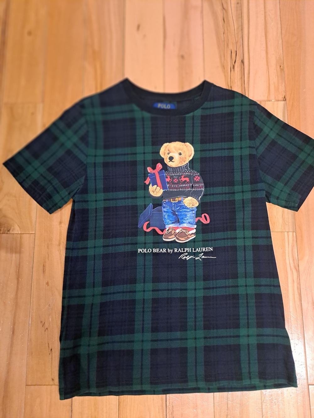 Ralph Lauren Green & Black Plaid Polo Bear Short Sleeve Tee